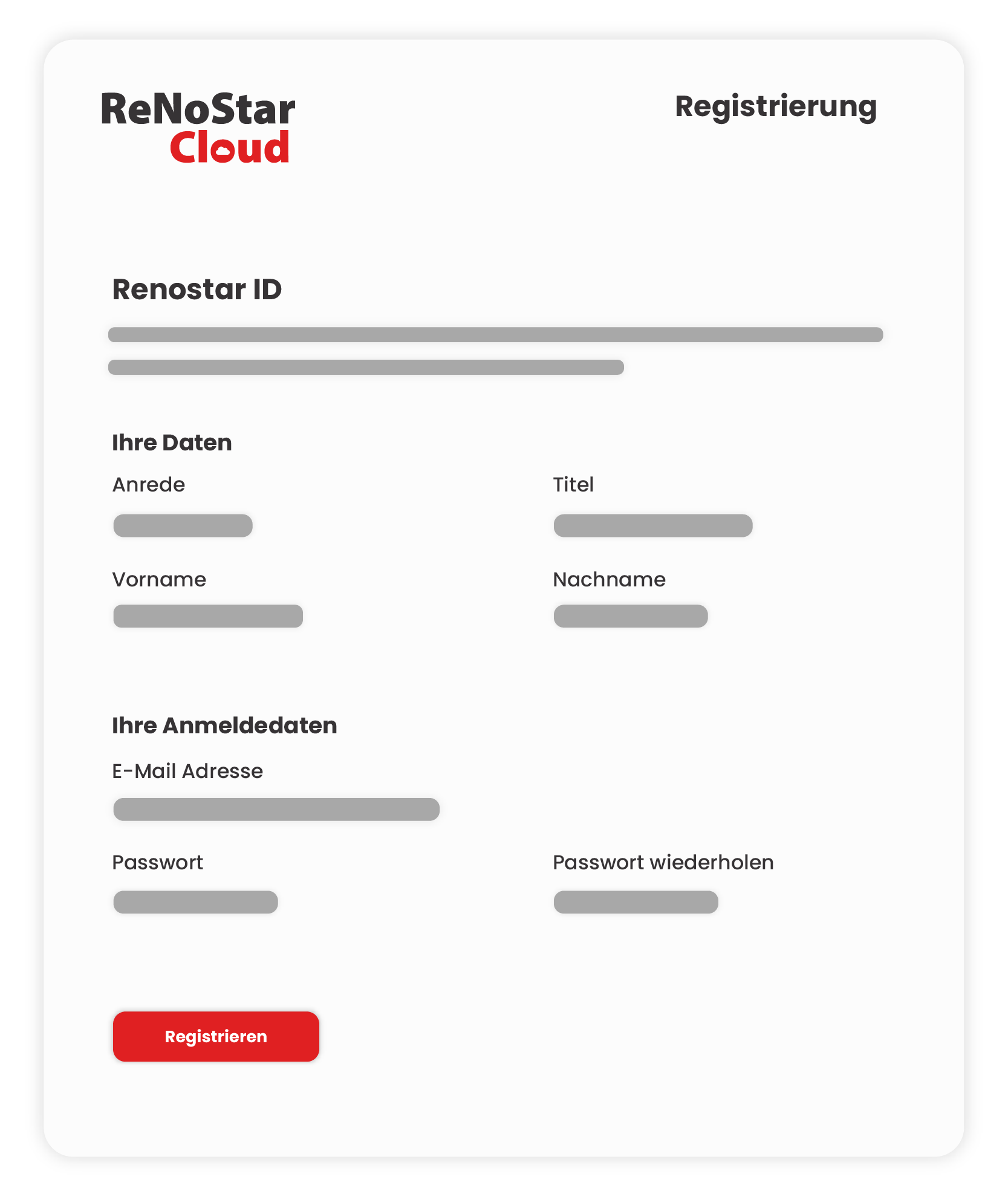 Renostar Cloud Registrierung